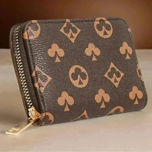 Designer inspired All around Zip Wallet in Brown - Picture 1 of 6